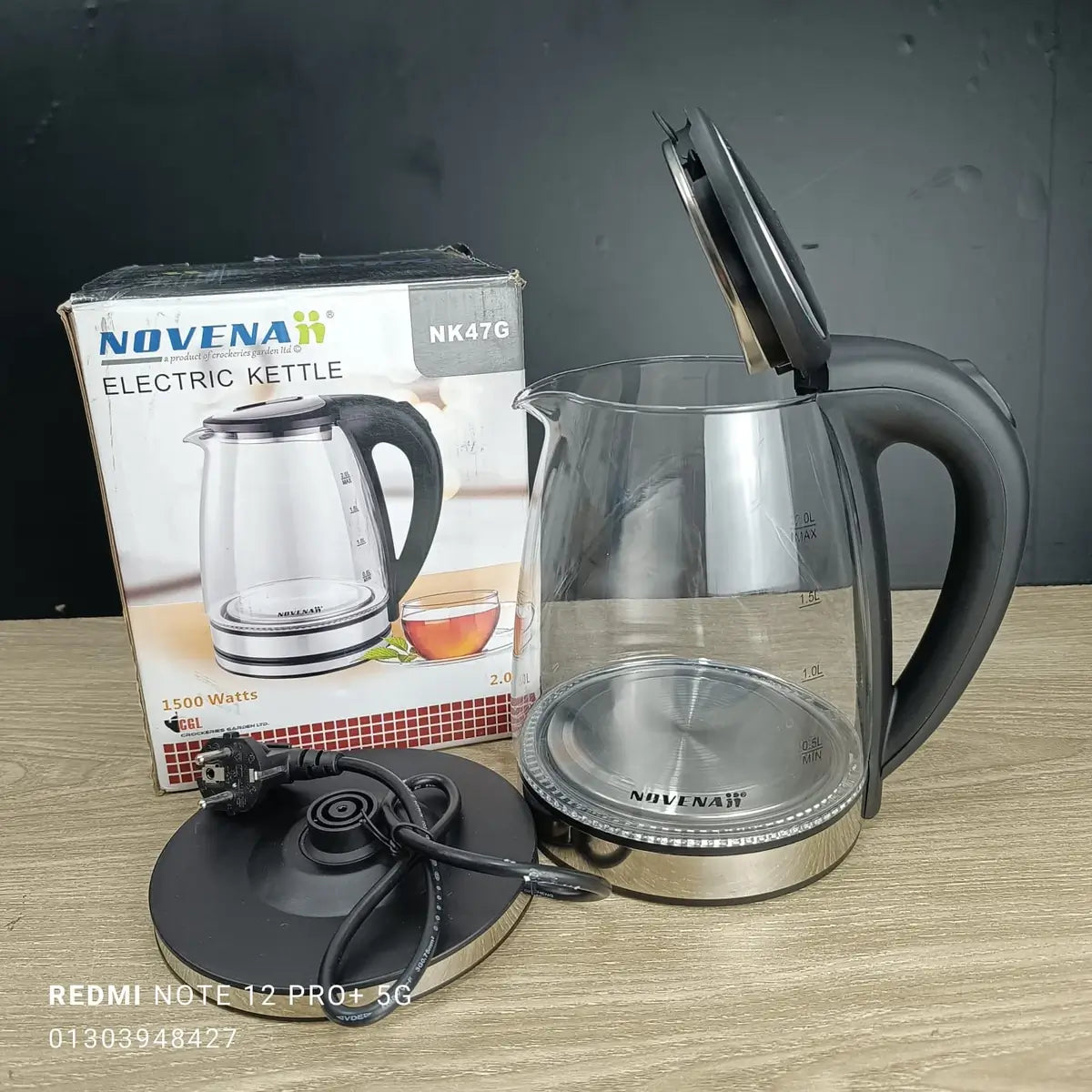 2 litter Glass Novena Fast Boiling Electric Kettle (NK-47G)