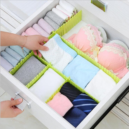 6 Pcs DIY Adjustable Storage Partition Board Plastic Drawer Dividers