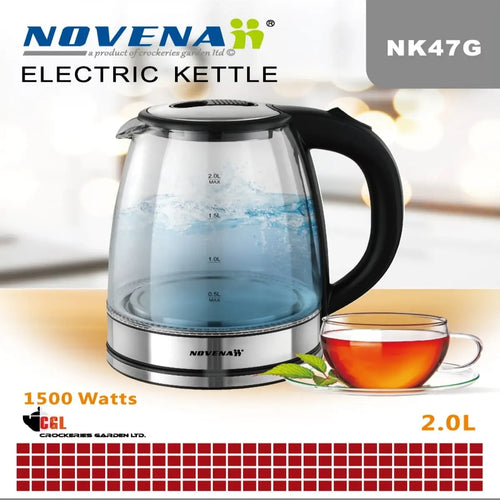 2 litter Glass Novena Fast Boiling Electric Kettle (NK-47G)