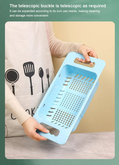 Sink Draining Rack Retractable Storage Dish Drainer Organizer