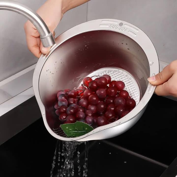 Stainless Steel Rice,Fruit,Vegetable,Noodle Cleaning Bowl
