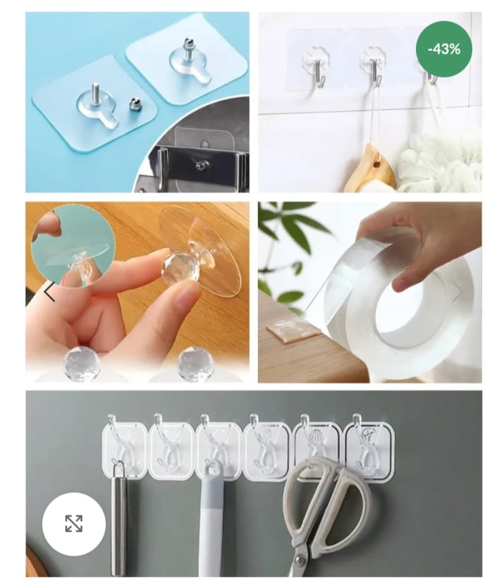 50 Pcs Wall Hook Combo With Magic Tape