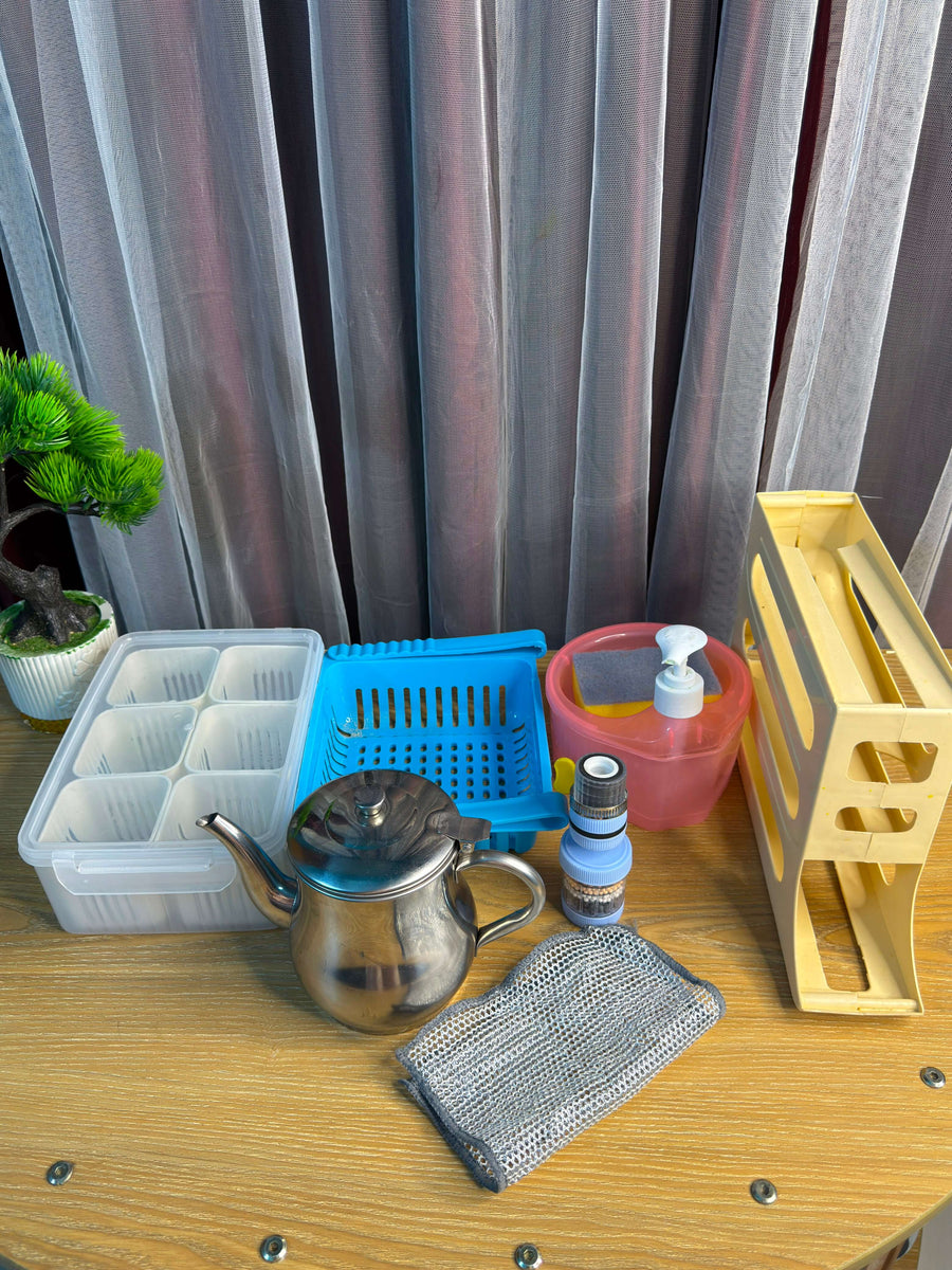 8 Pcs Kitchen Organizer & Cleaning Combo