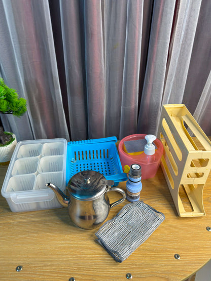 8 Pcs Kitchen Organizer & Cleaning Combo