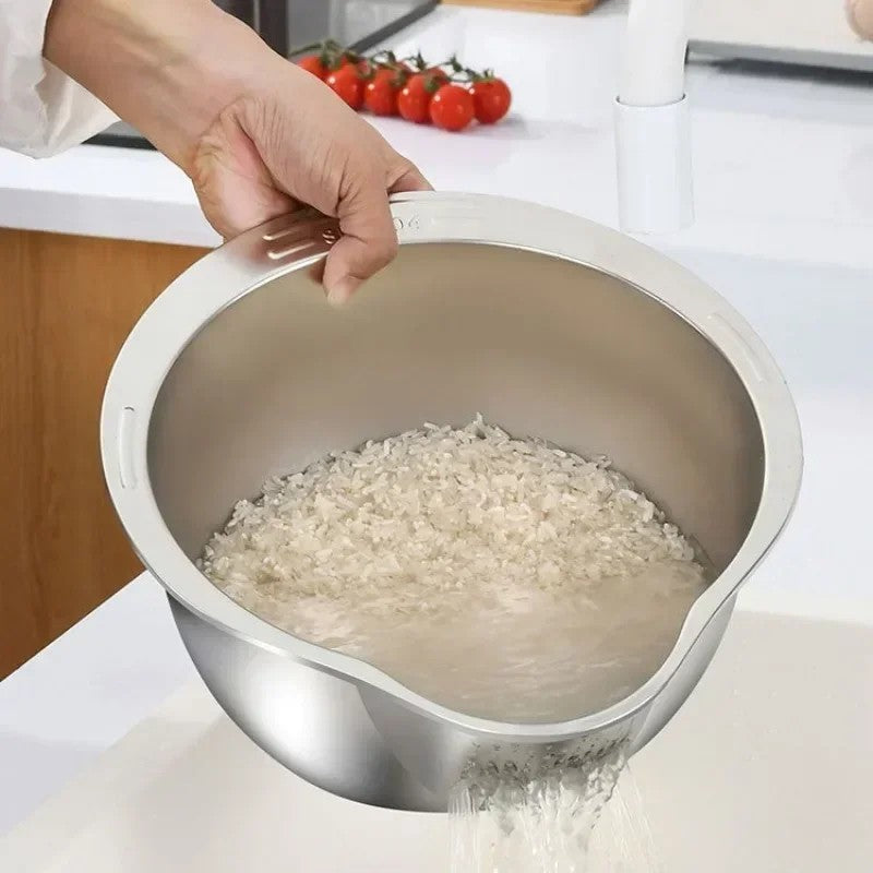 Stainless Steel Rice,Fruit,Vegetable,Noodle Cleaning Bowl