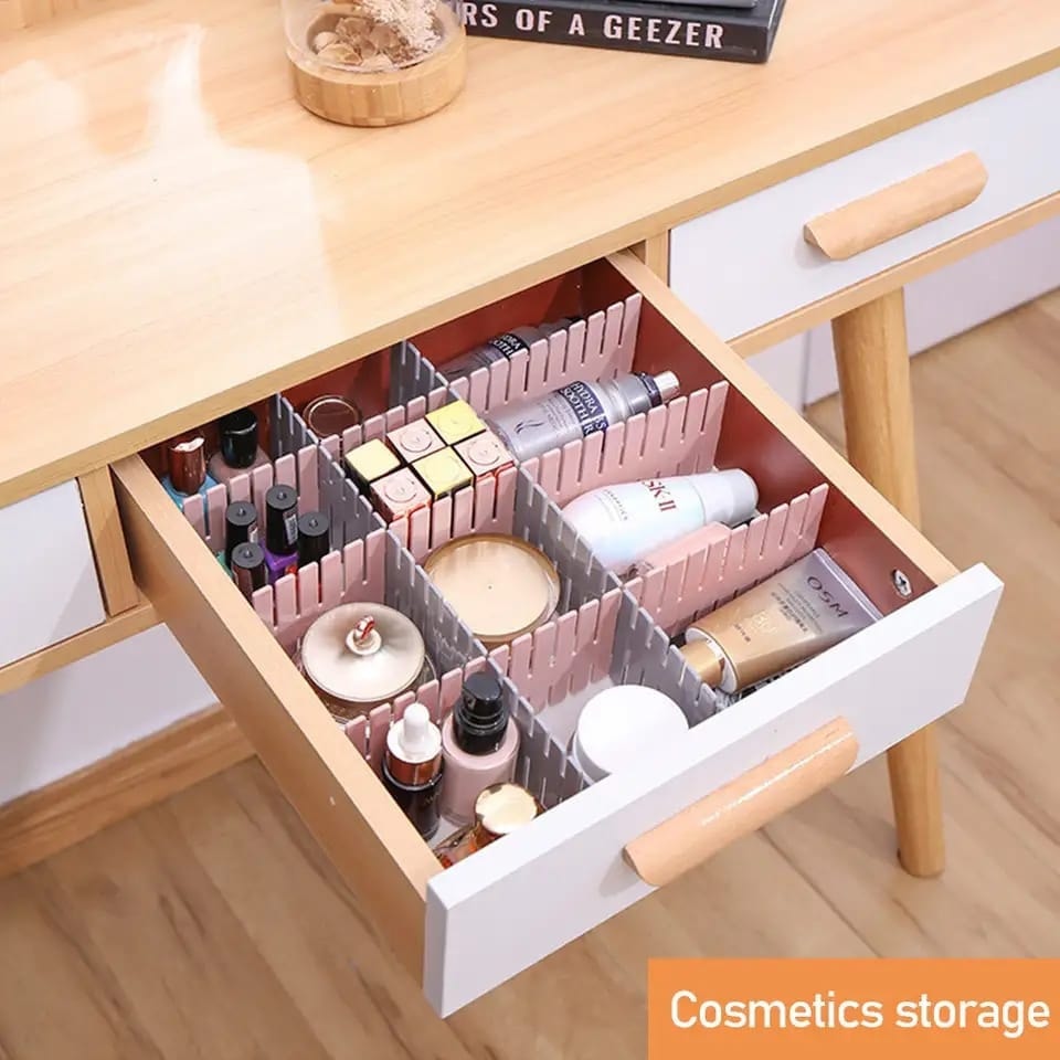 6 Pcs DIY Adjustable Storage Partition Board Plastic Drawer Dividers