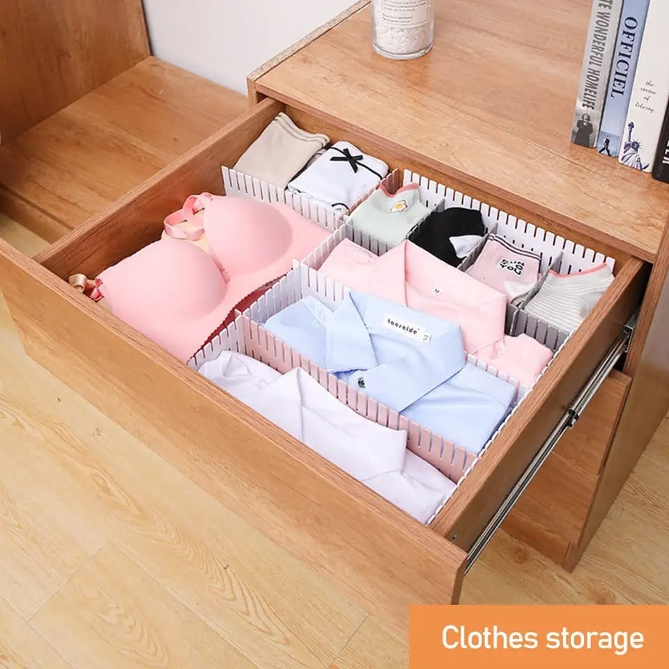 6 Pcs DIY Adjustable Storage Partition Board Plastic Drawer Dividers