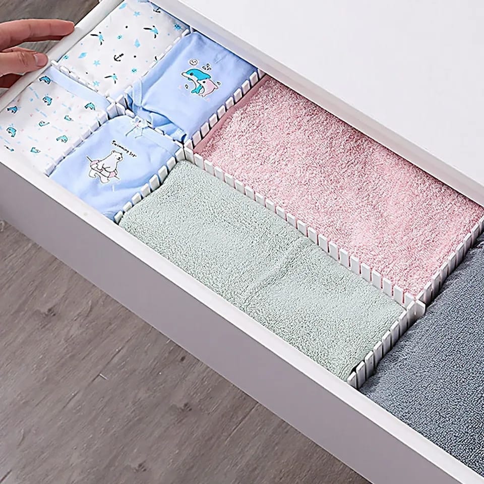 6 Pcs DIY Adjustable Storage Partition Board Plastic Drawer Dividers