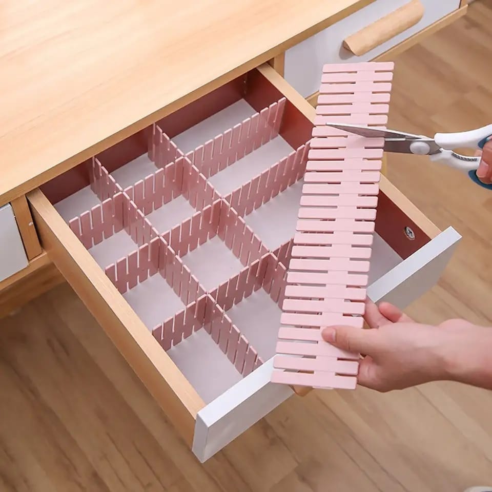 6 Pcs DIY Adjustable Storage Partition Board Plastic Drawer Dividers