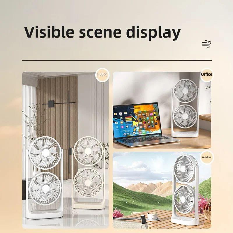 Rechargeable Double Head Tower Fan