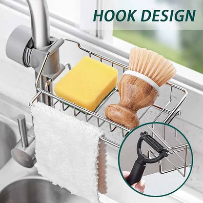 "Stainless Steel Faucet Rack – Kitchen Sink Organizer Holder"